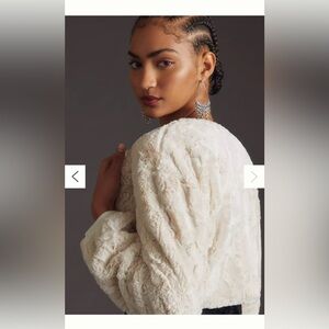 Anthropologie Maeve Cream Faux Fur shrug OS